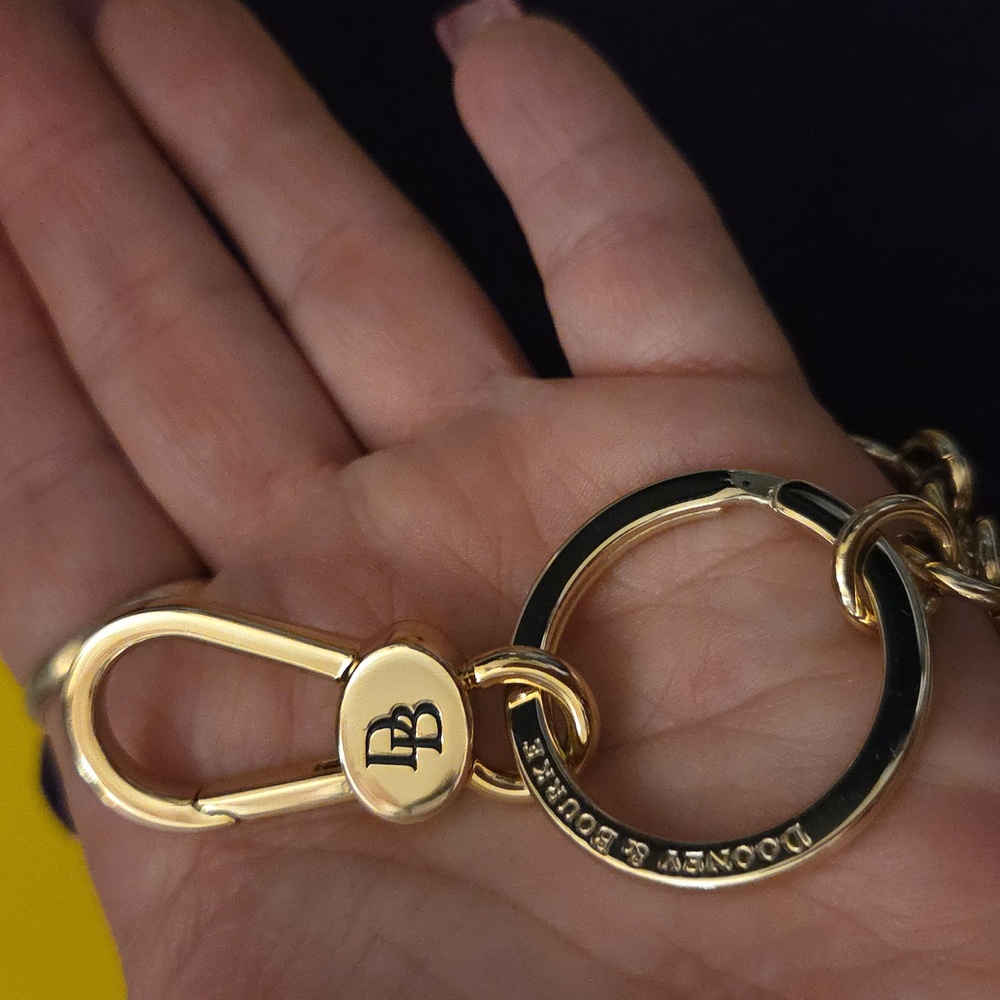 B-NEW: Dooney & Bourke Gold and Blue Keychain with Football Charm - Picture 11 of 13